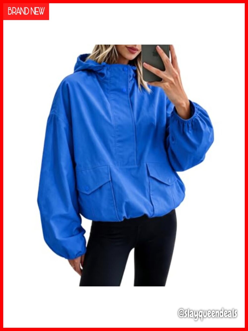 Women's Windbreaker Hooded Half Zip Lightweight Hiking Jacket
